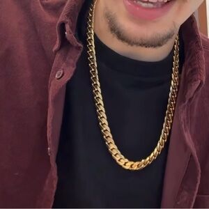 Statement Miami Cuban Link Chain 18K Gold Filled Waterproof hip hop necklace